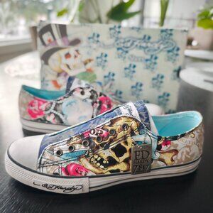 Ed Hardy "Death or Glory" slip-on sneakers Y2JK BNIB Size 12 Mens